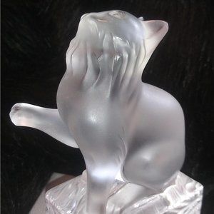 Lalique Cat on Pedestal
